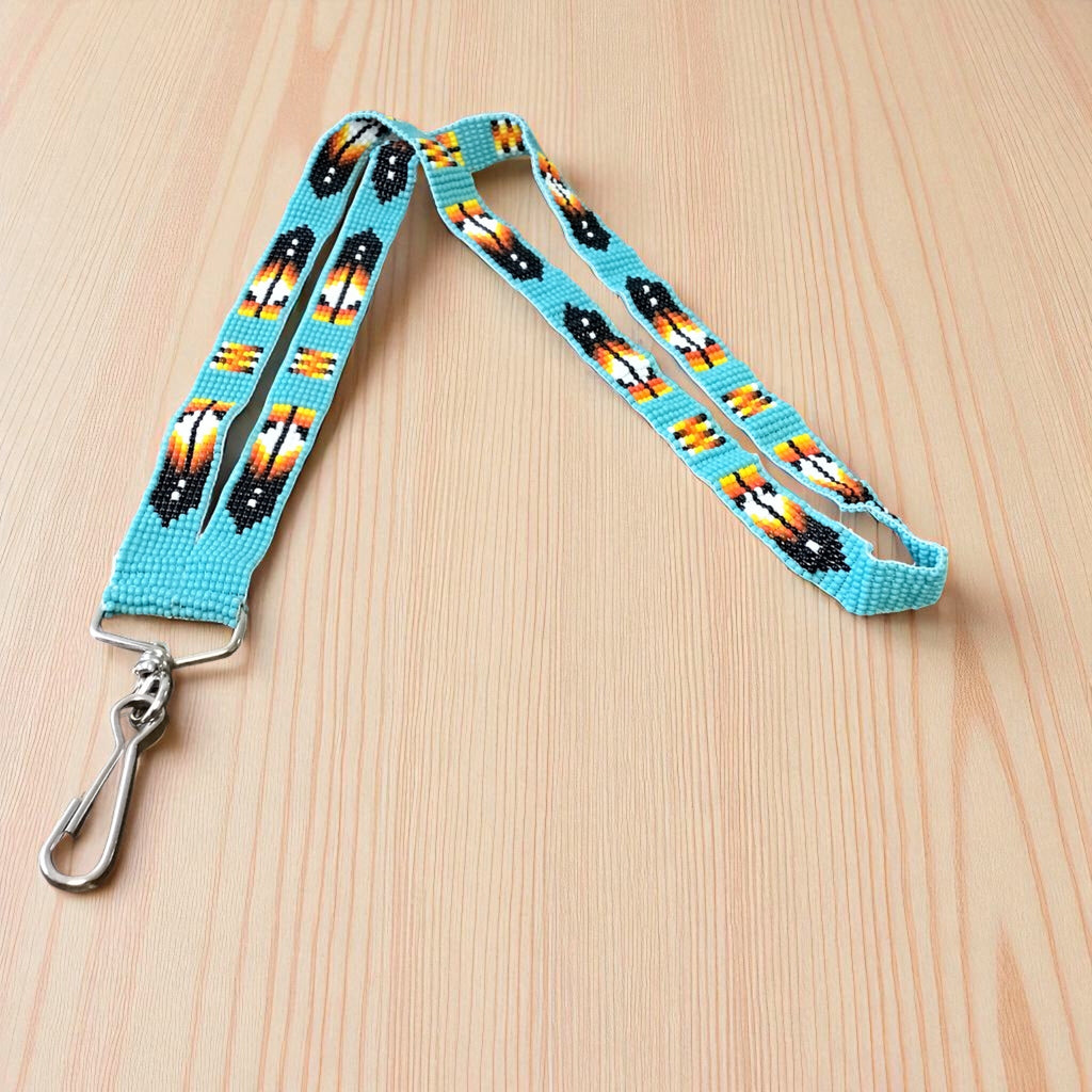 Lanière perlée turquoise amérindienne
