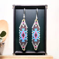 Boucles d'oreilles en perles de verre Miyuki marron et rose