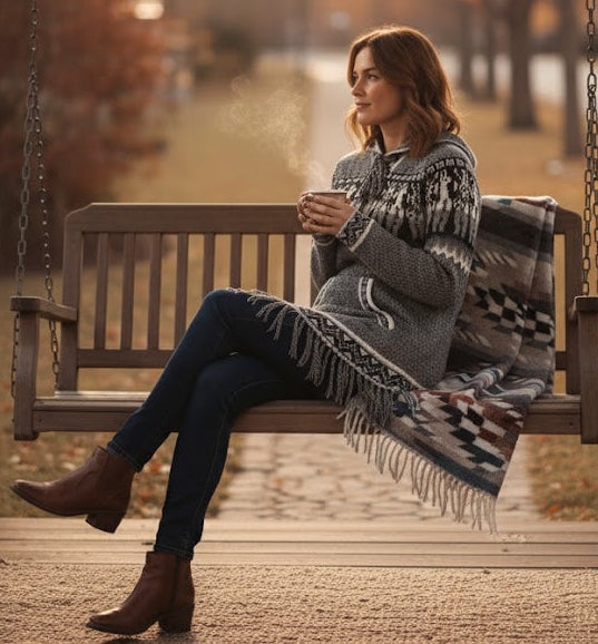 Gilet en alpaga gris OLDTRIBES™ pour femme
