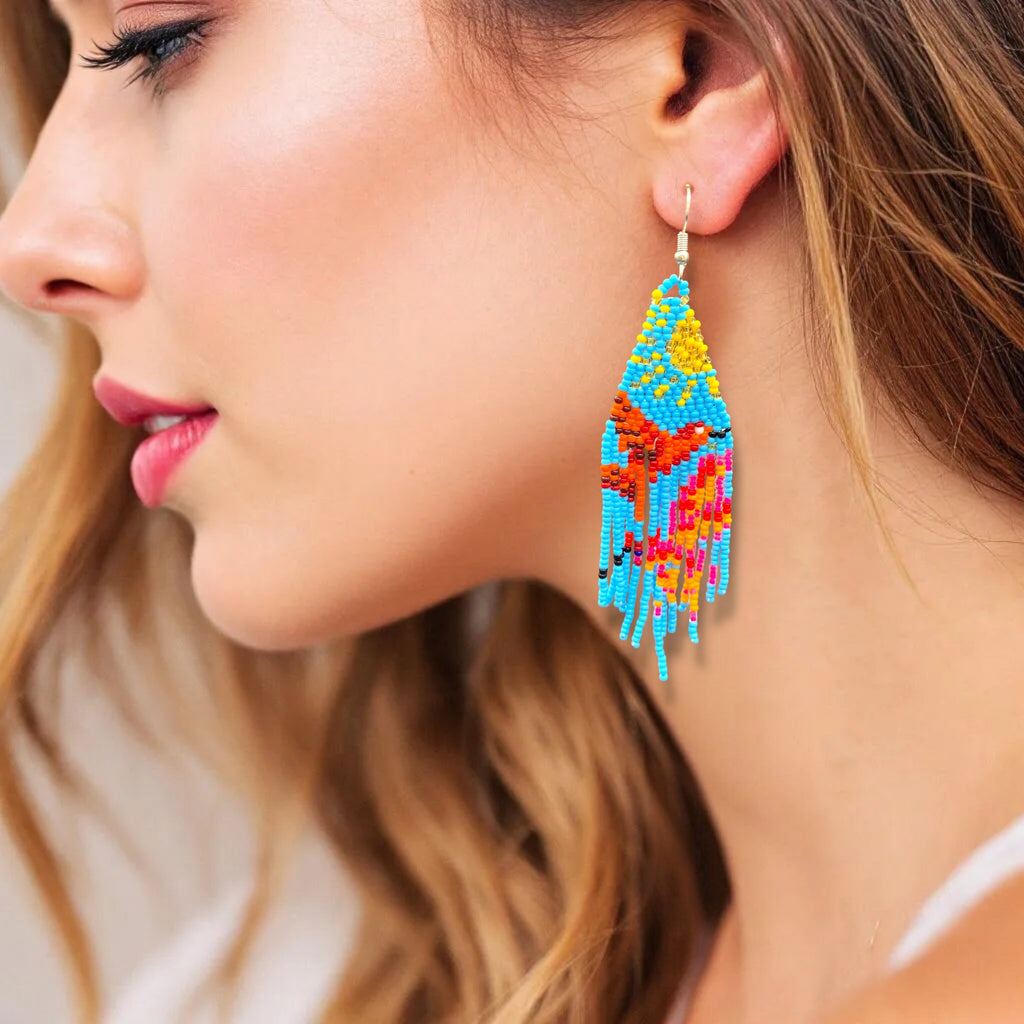 Boucles d'oreilles perlées Bleu ciel Danseuse