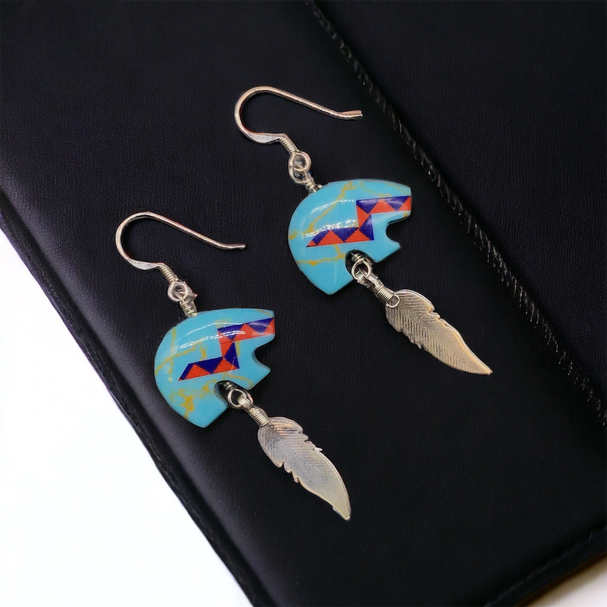 5 boucles d'oreilles OLDTRIBES™ en argent sterling, rouges et bleues