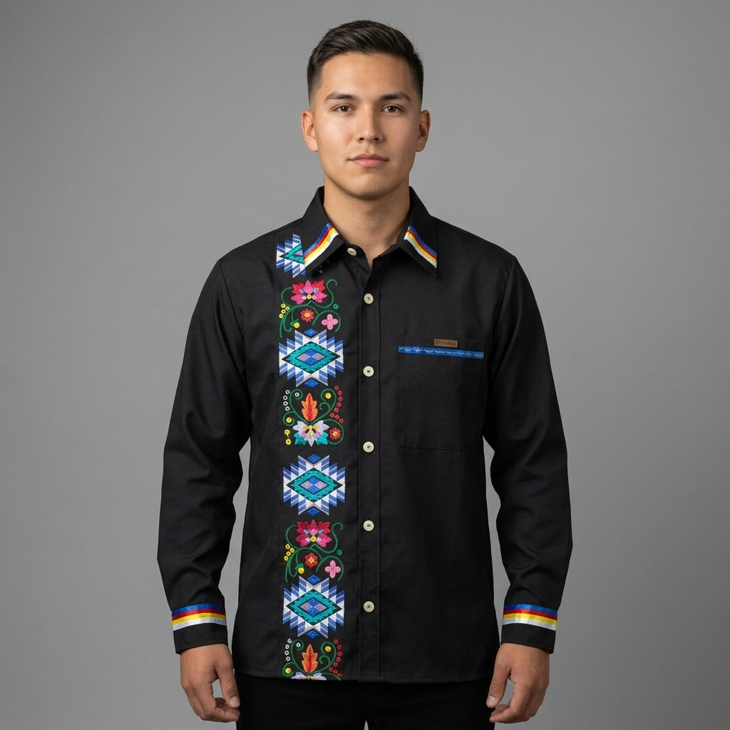Chemise en ruban brodée (bleue)