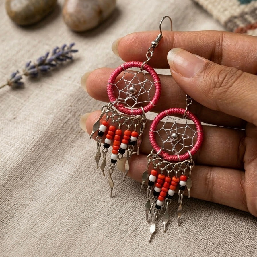 Boucles d'oreilles Attrape-rêves rouges OLDTRIBES™
