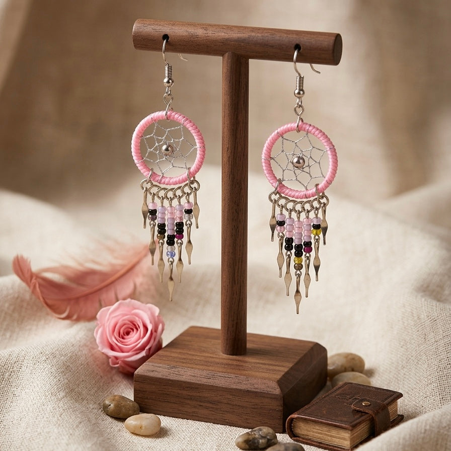 Boucles d'oreilles Attrape-rêves Roses OLDTRIBES™