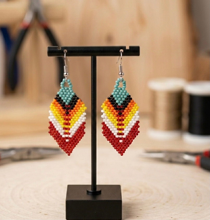 Boucles d'oreilles pendantes à plumes rouges OldTribes™
