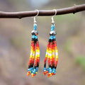 Boucles d'oreilles pendantes à six rangs de perles bleu ciel