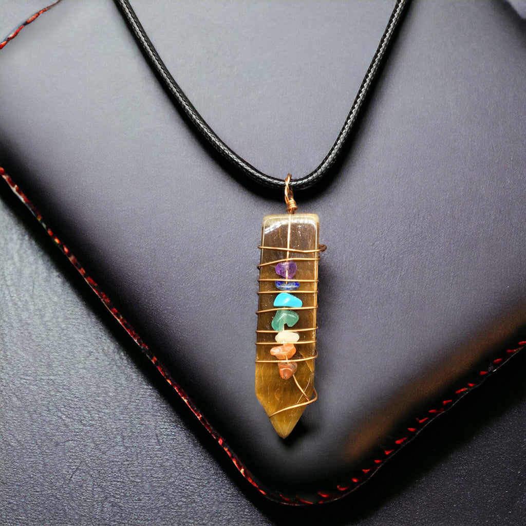 Pendentif Unisexe Chakra Épée Naturelle Marron