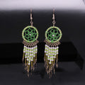 Boucles d'oreilles Attrape-rêves Vert et Blanc Perlé