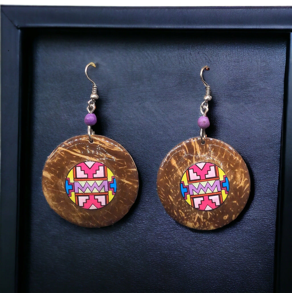 Boucles d'oreilles rondes peintes en rose OLDTRIBES™