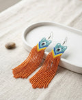 Boucles d'oreilles perlées « Ours » amérindien bleu et orange