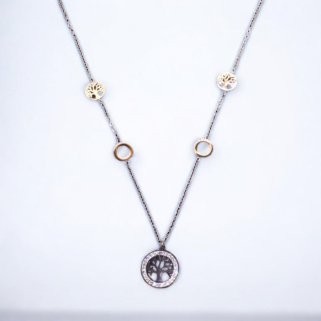 Pendentifs Arbre de Vie en acier inoxydable avec longue chaîne