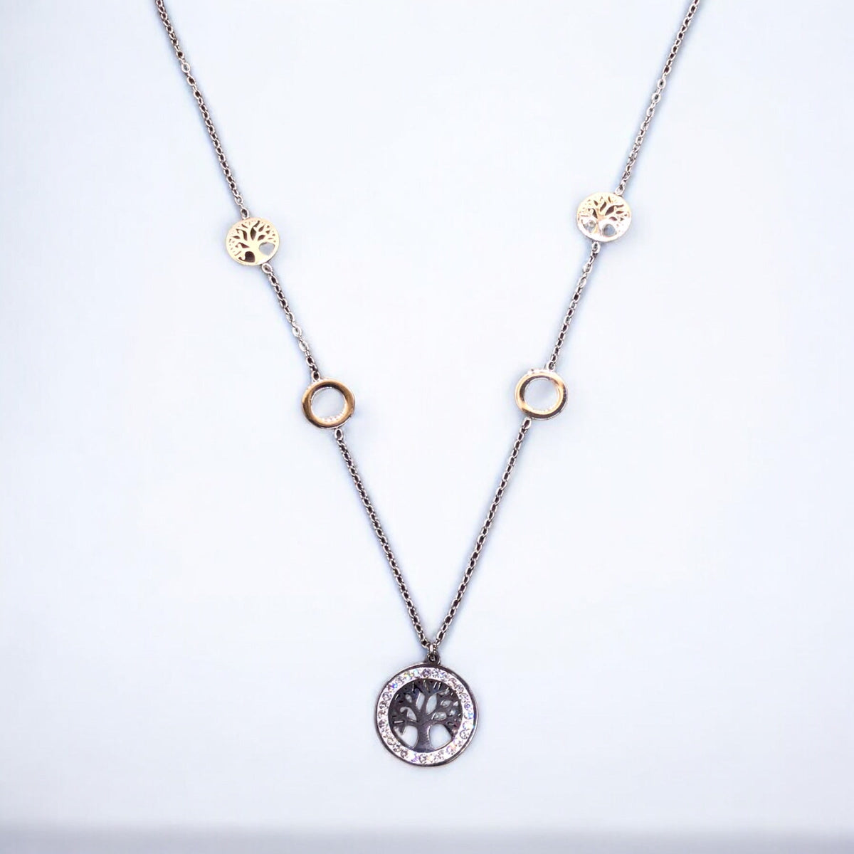 Pendentifs Arbre de Vie en acier inoxydable avec longue chaîne