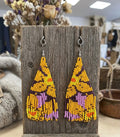Boucles d'oreilles fleuries à franges perlées (Moutarde)