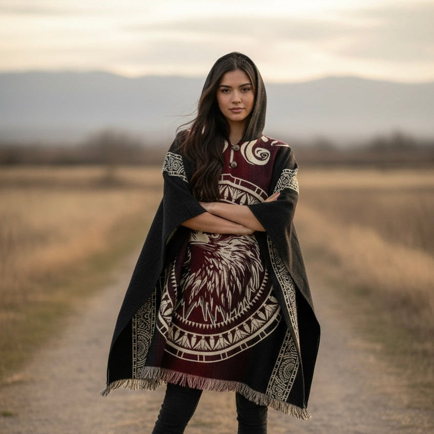 Poncho en Laine Fait Main Aigle