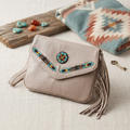 Sac bandoulière en cuir perlé (beige)