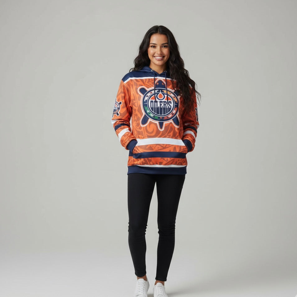 Sweat à capuche emblématique bleu et orange OLDTRIBES™