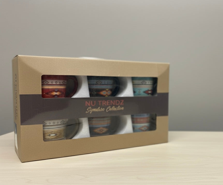 Service de 6 tasses à café en céramique style sud-ouest