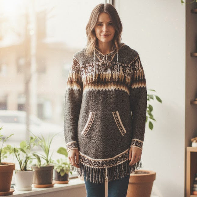 OLDTRIBES™ Gilet femme en alpaga marron