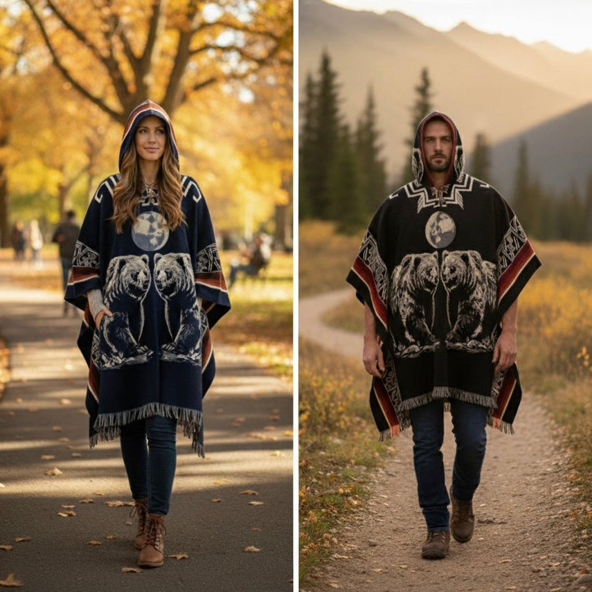 Poncho en Laine Fait Main Ours