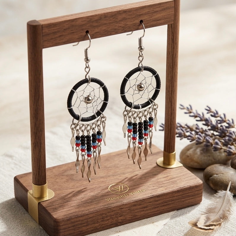 Boucles d'oreilles attrape-rêves à perles noires OLDTRIBES™
