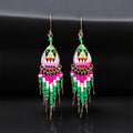 Boucles d'oreilles larmées roses et vertes de petite taille OldTribes™ de style sud-ouest