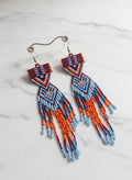 Boucles d'oreilles perlées « Chemin du coucher de soleil rouge et orange »