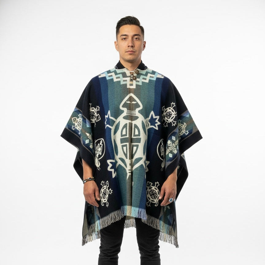 Poncho en Laine Fait Main Tortue