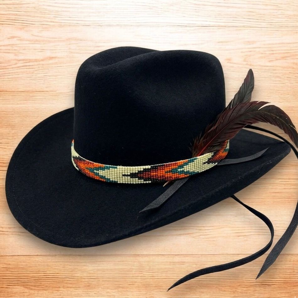 Bandeau de chapeau perlé fait main jaune clair