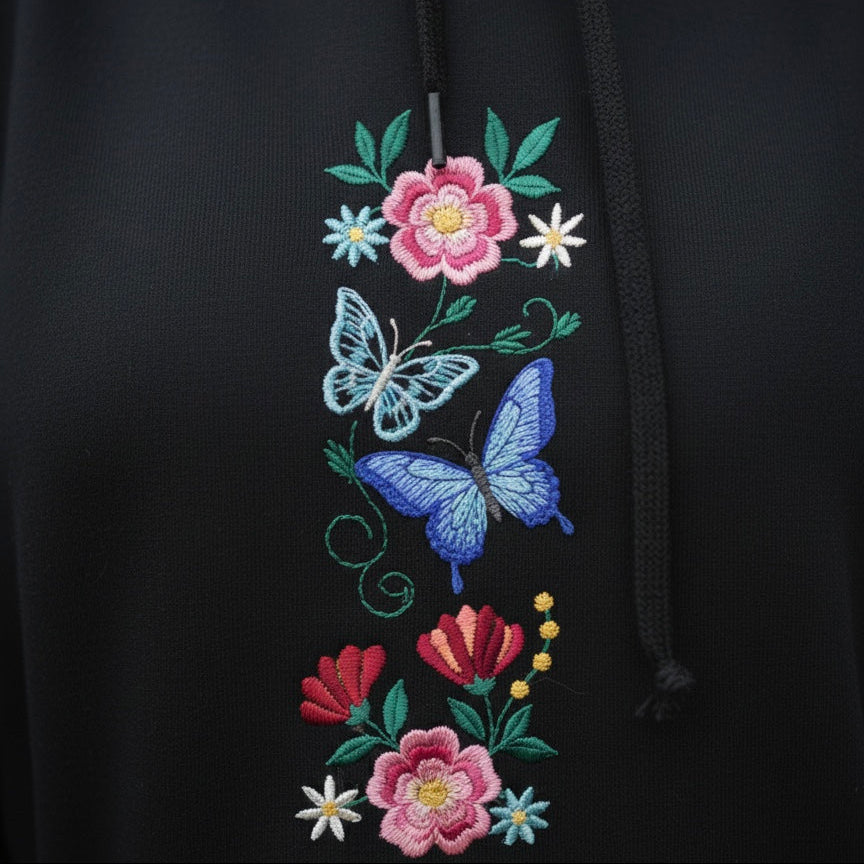 Sweats à capuche brodés (Papillon)
