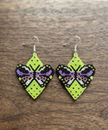 Boucles d'oreilles papillon perlées (vert)
