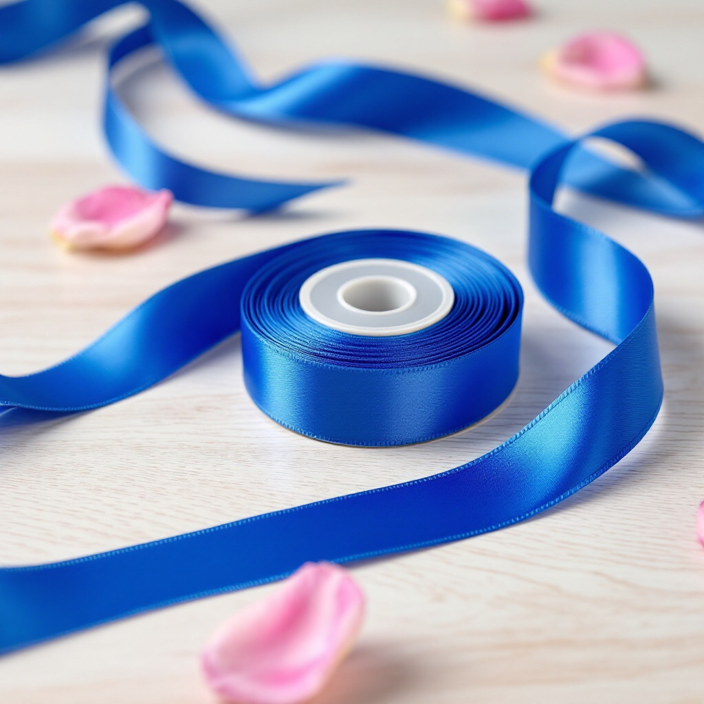 Satin Ribbon Double Face-Blue #329- 3.8 cm Wide