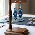 Boucles d'oreilles plume d'âme bleues
