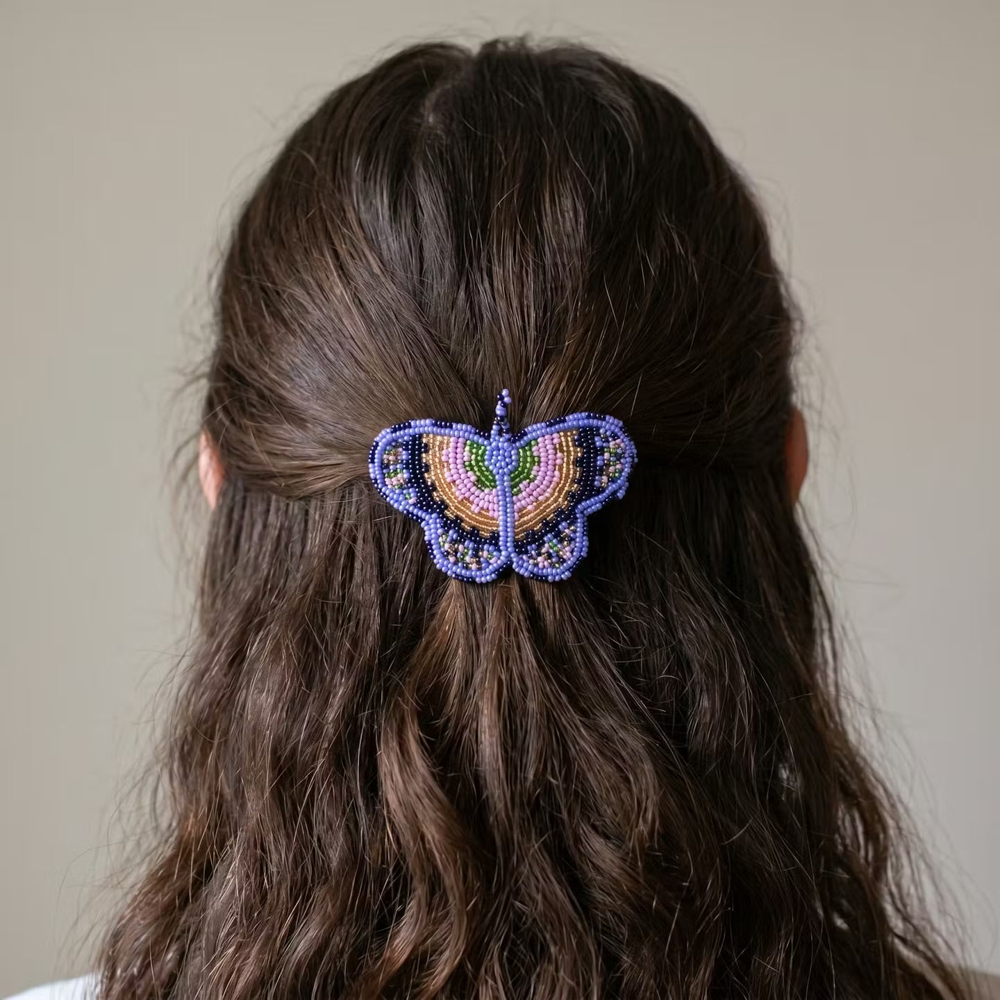 Light Blue Butterfly Beaded Barrette