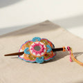 Barrette multicolore orange clair avec bleu ciel (24)