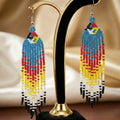 Boucles d'oreilles perlées esprit oiseau de feu bleu aquatique