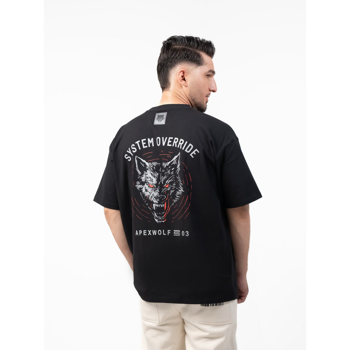 T-SHIRT OVERSIZE WOLFMODE_77 — NOIR DE GUERRE