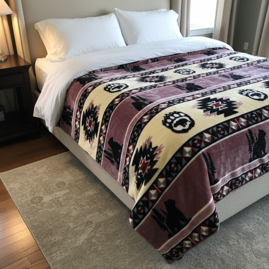 COUVERTURE ULTRA DOUCE DE LUXE (Patte d'ours Navajo)