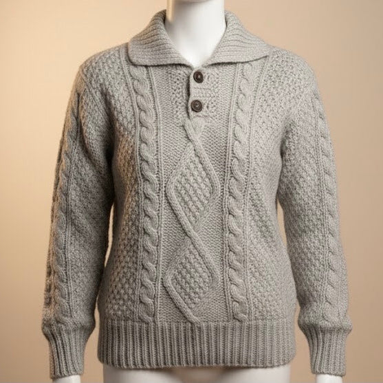 Pull gris en maille torsadée d'alpaga Cayambe