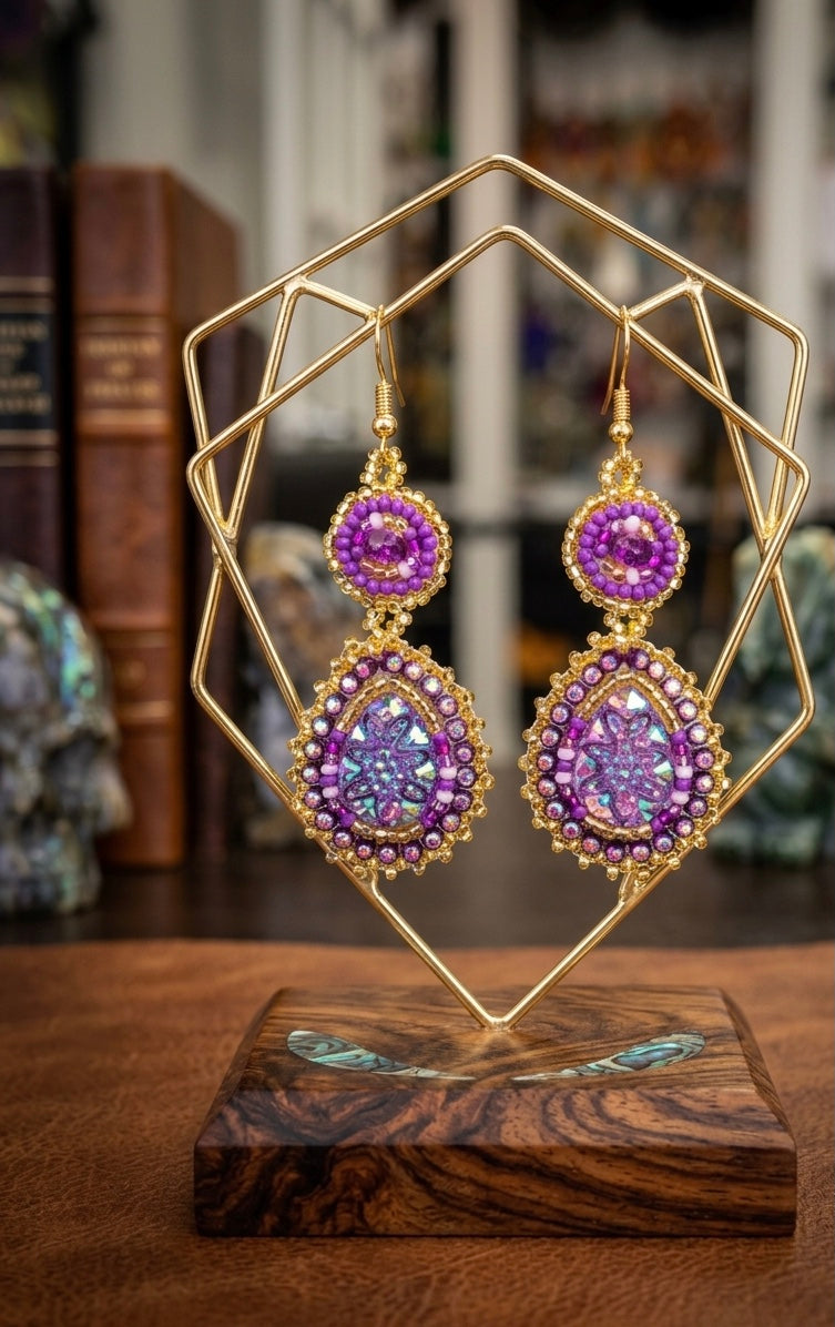 Boucles d'oreilles pendantes perlées collection rose