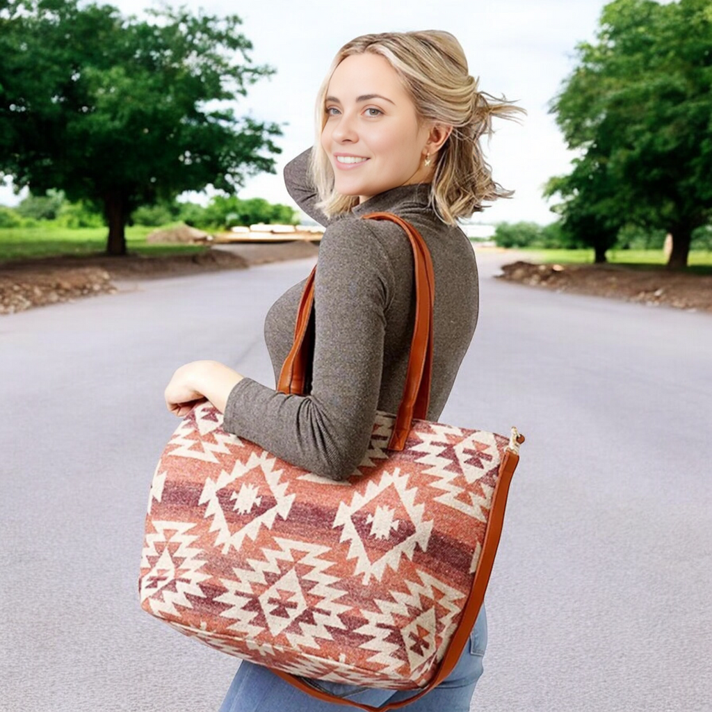 Sac cabas marron et beige