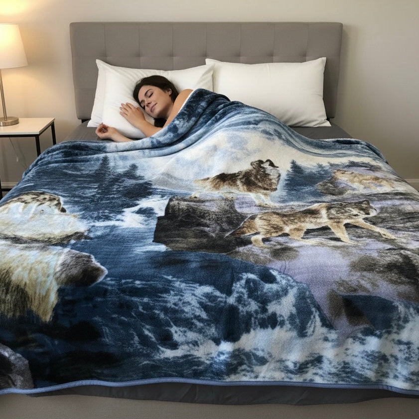 COUVERTURE LUXUEUSE EN PELUCHE ULTRA DOUCE (Paradis du Loup)