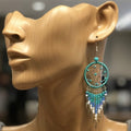 Boucles d'oreilles pendantes attrape-rêves turquoises
