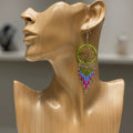 Boucles d'oreilles pendantes attrape-rêves vert sauge