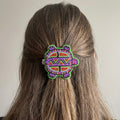 Barrette tortue perlée accent vert