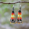 Boucles d'oreilles cascade à six brins de perles gris fer