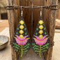Boucles d'oreilles pendantes Fleur Flamme Brune