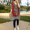 Kaftans rouges imprimés pour femme