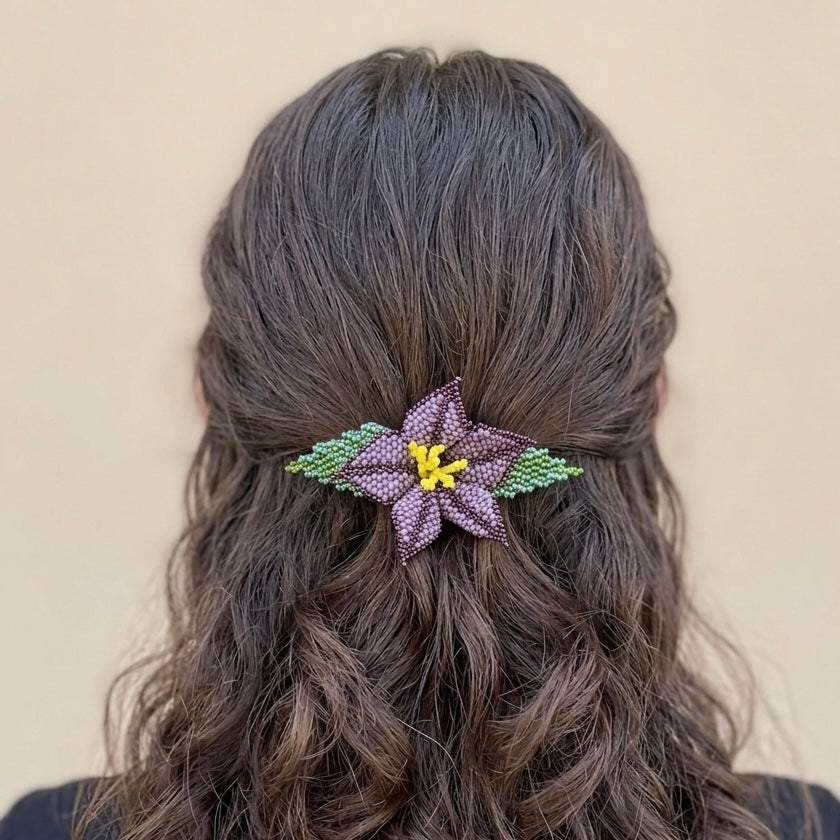 Barrette à cheveux perlée Dusty Lavender Ember Bloom