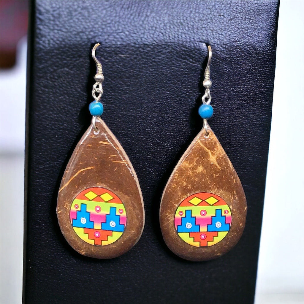 Boucles d'oreilles rondes en bois peint jaune OLDTRIBES™