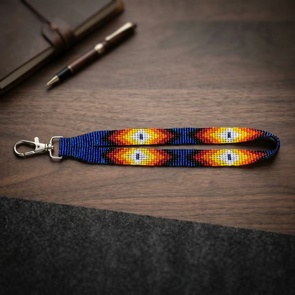 Lanière de poignet style amérindien bleu foncé